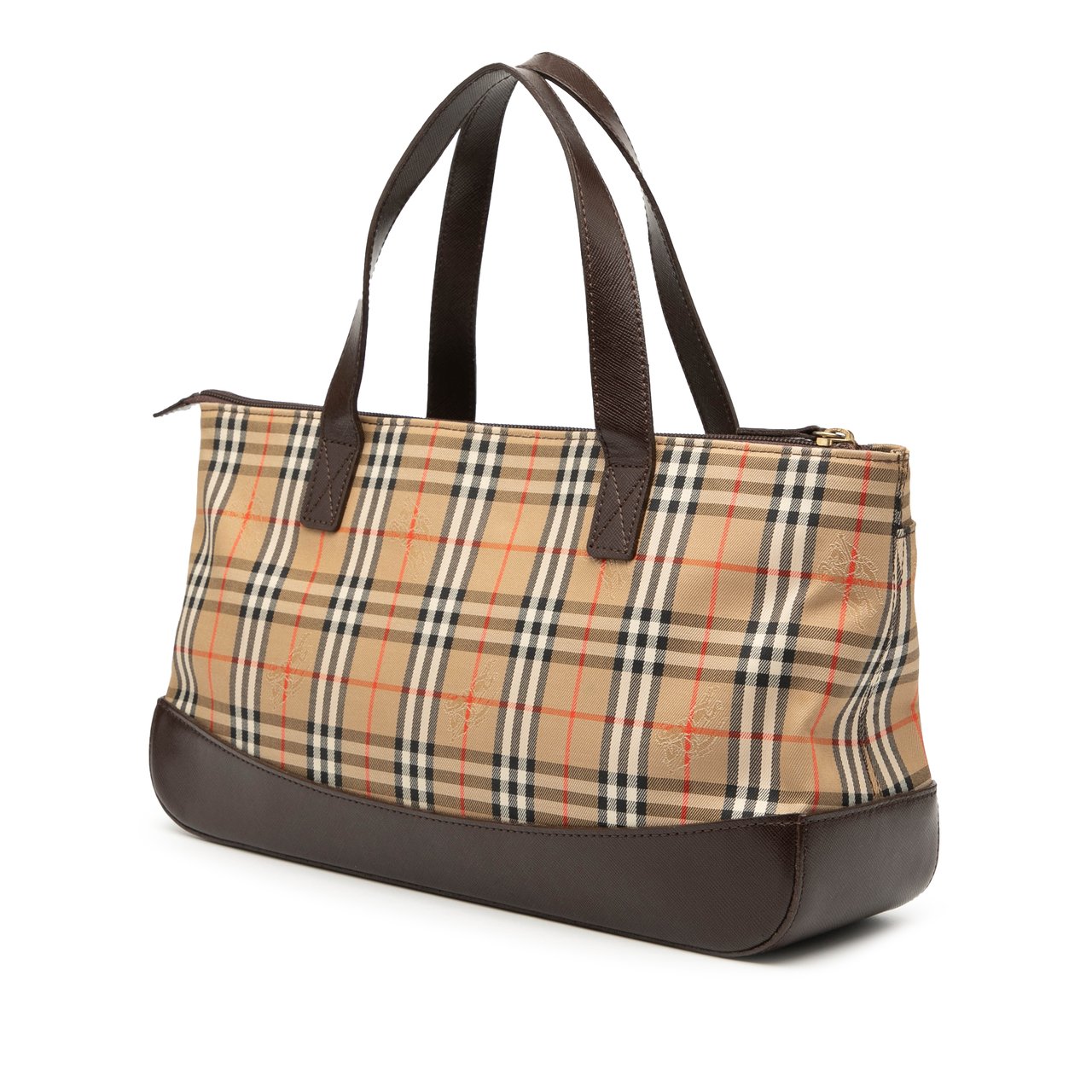 Burberry Haymarket Check Canvas Handbag Bruin