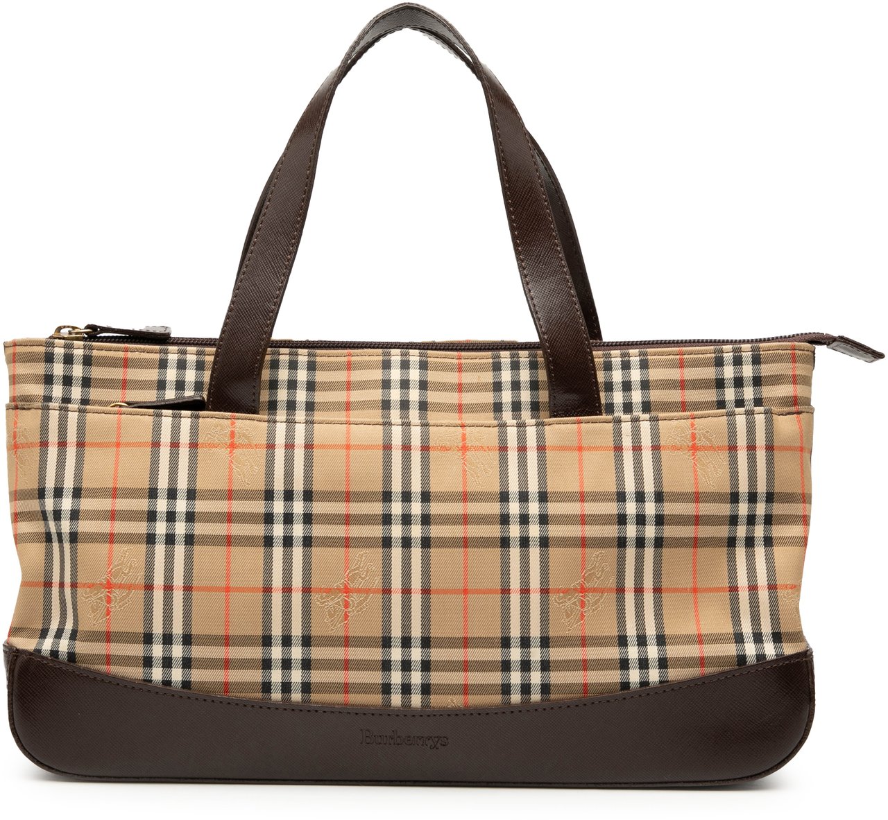 Burberry Haymarket Check Canvas Handbag Bruin