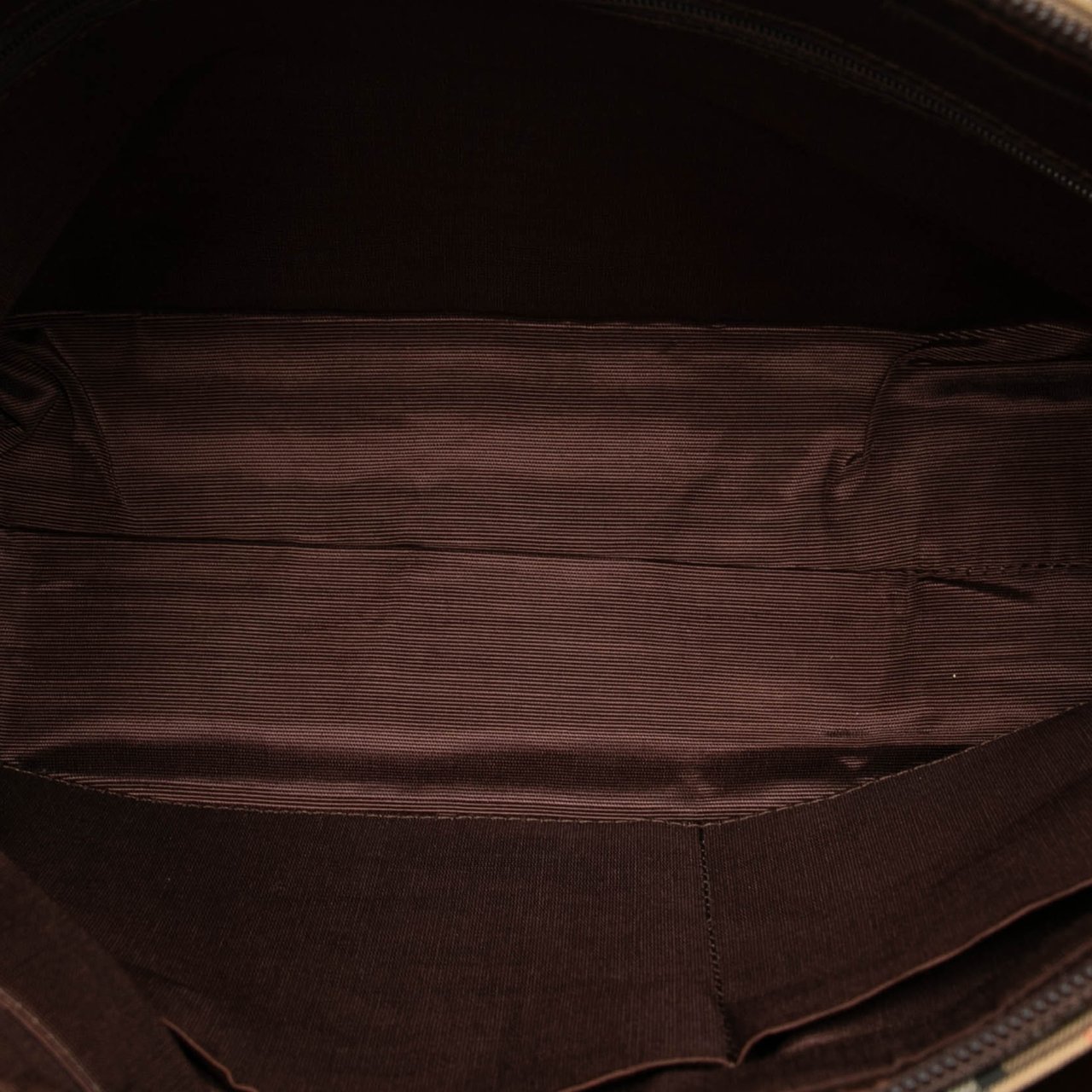 Burberry Haymarket Check Canvas Handbag Bruin