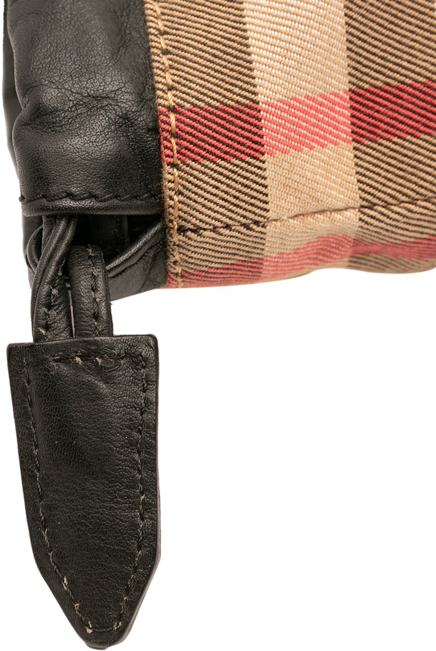 Burberry House Check Trimmed Leather Big Crush Convertible Tote Zwart