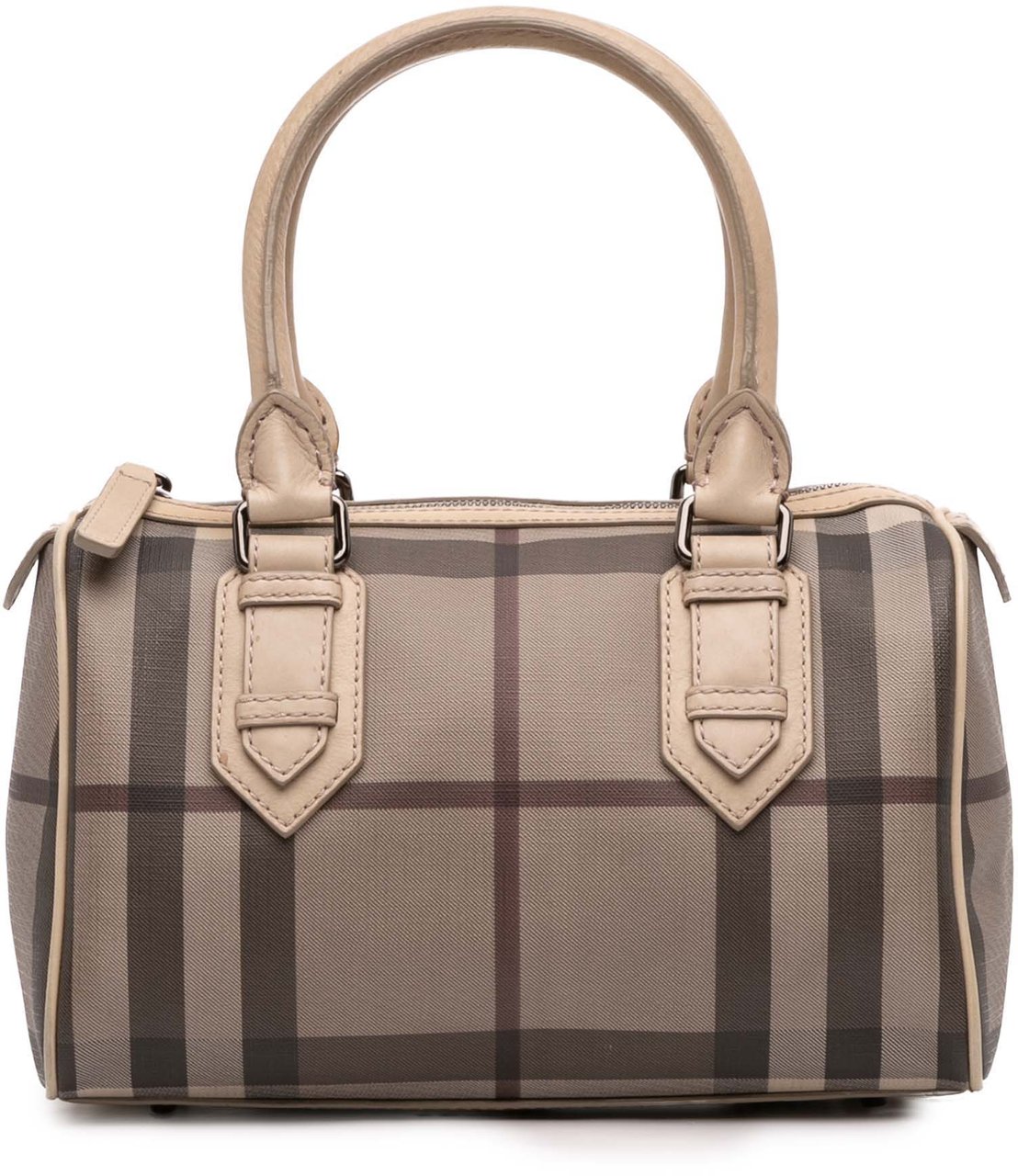 Burberry Smoke Check Coated Canvas Chester Boston Bag Bruin
