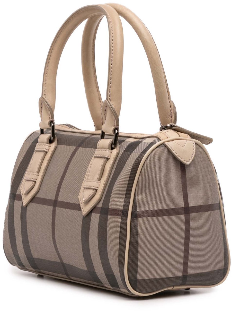 Burberry Smoke Check Coated Canvas Chester Boston Bag Bruin