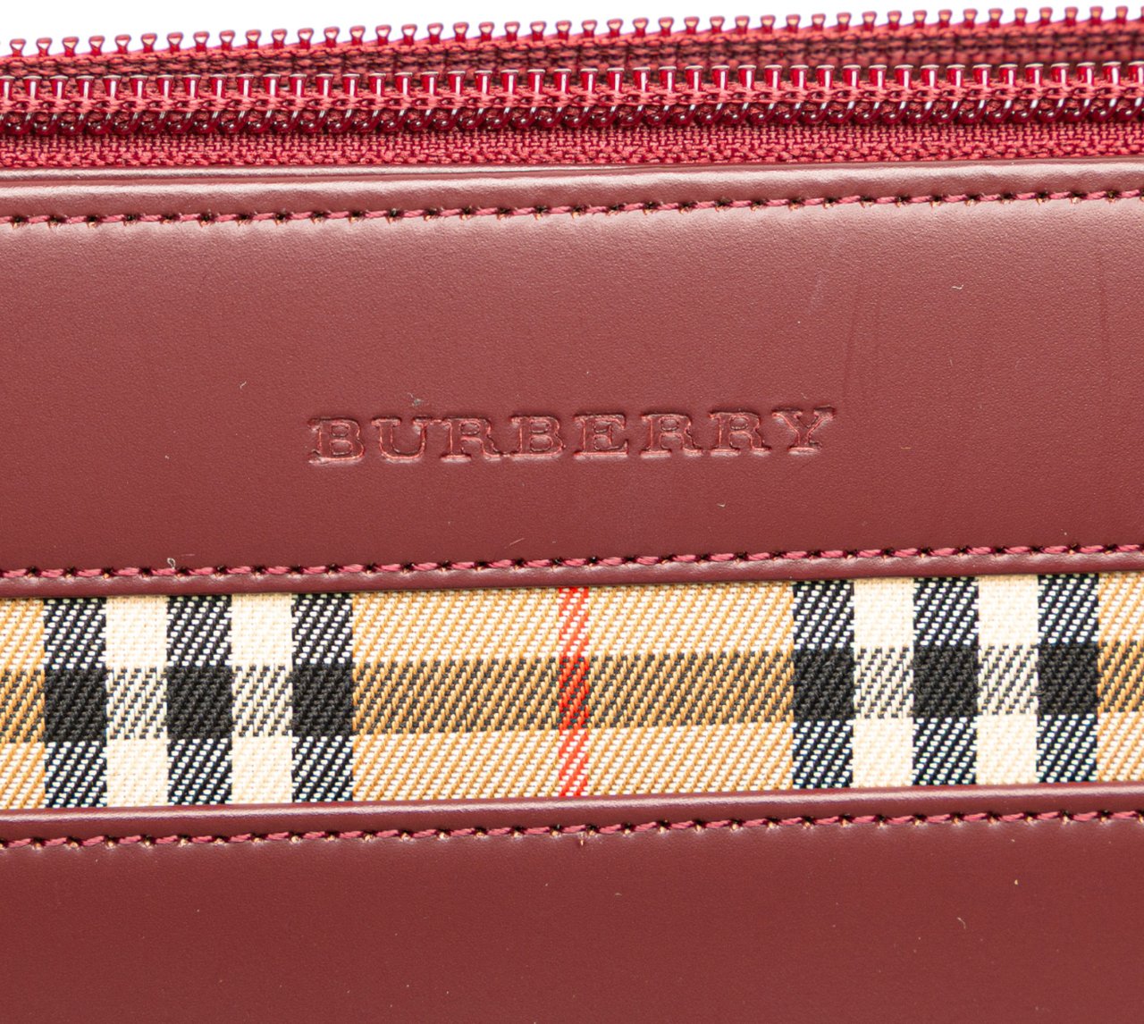 Burberry House Check Trimmed Leather Handbag Rood