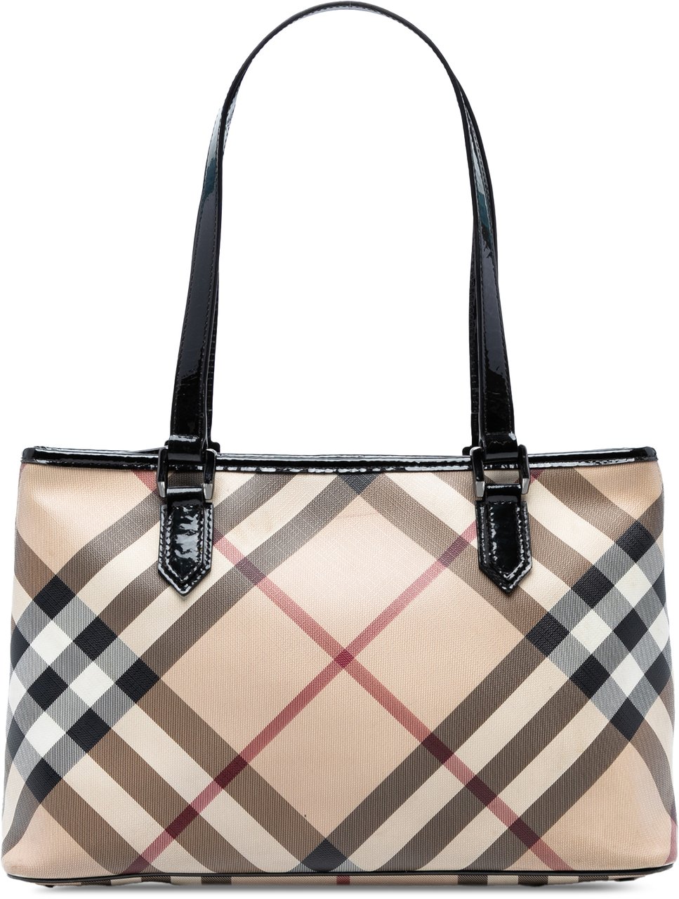 Burberry Supernova Check Coated Canvas Tote Bruin
