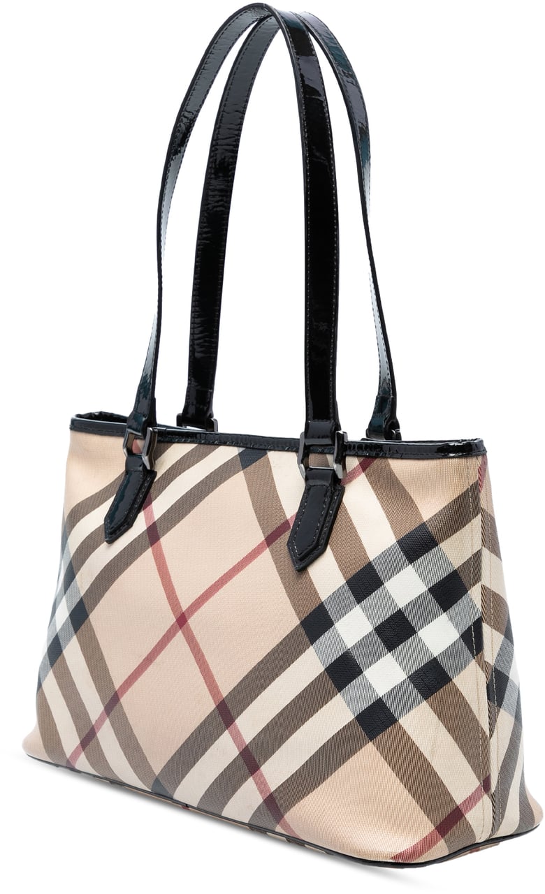 Burberry Supernova Check Coated Canvas Tote Bruin