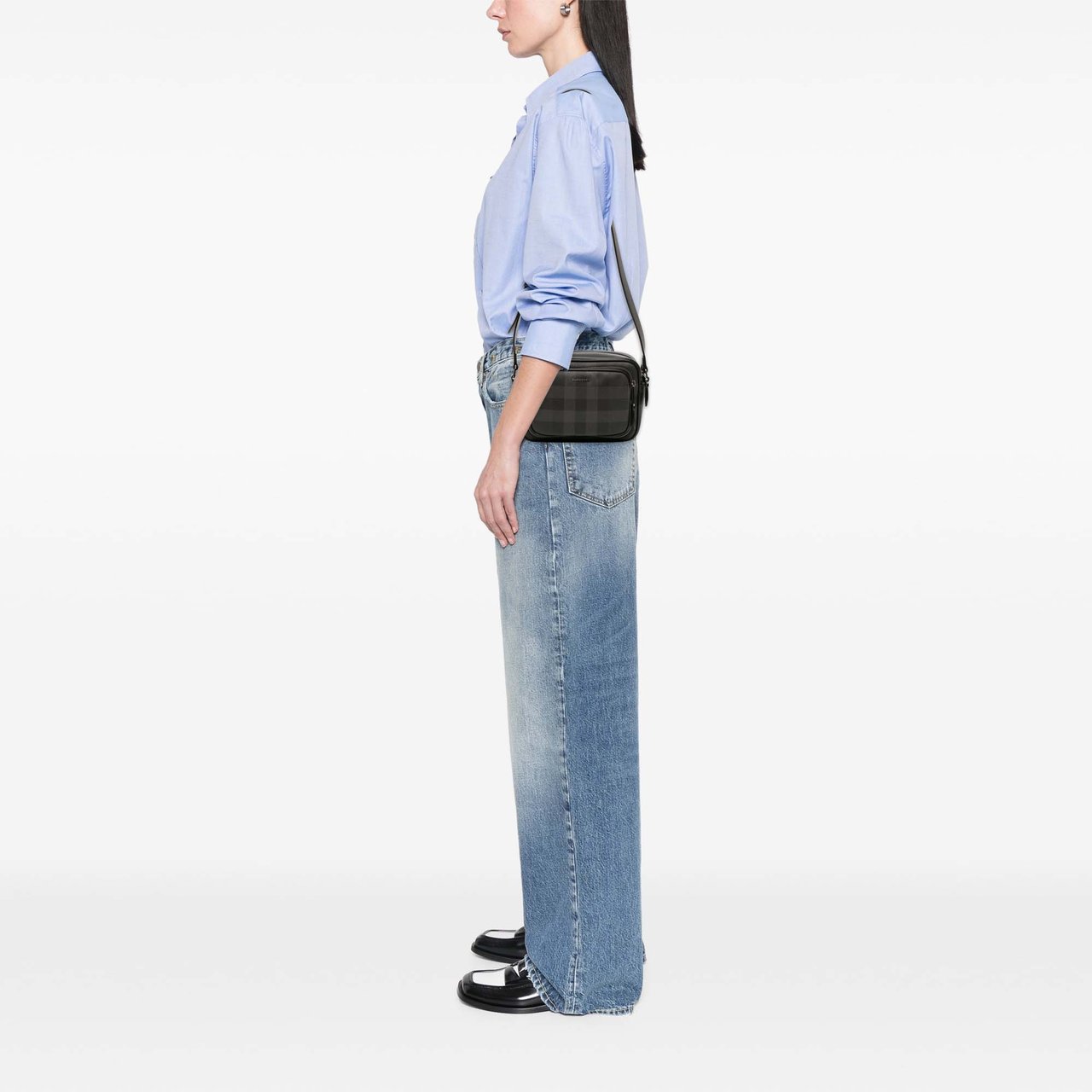 Burberry Coated Canvas Check Paddy Bag Grijs