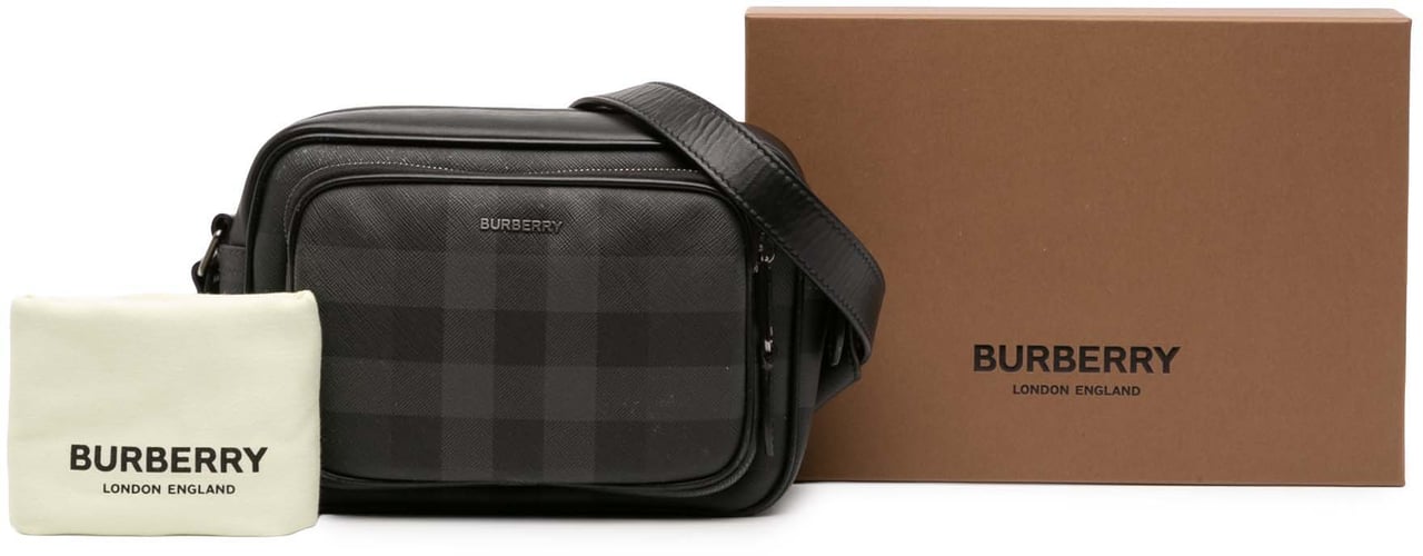 Burberry Coated Canvas Check Paddy Bag Grijs