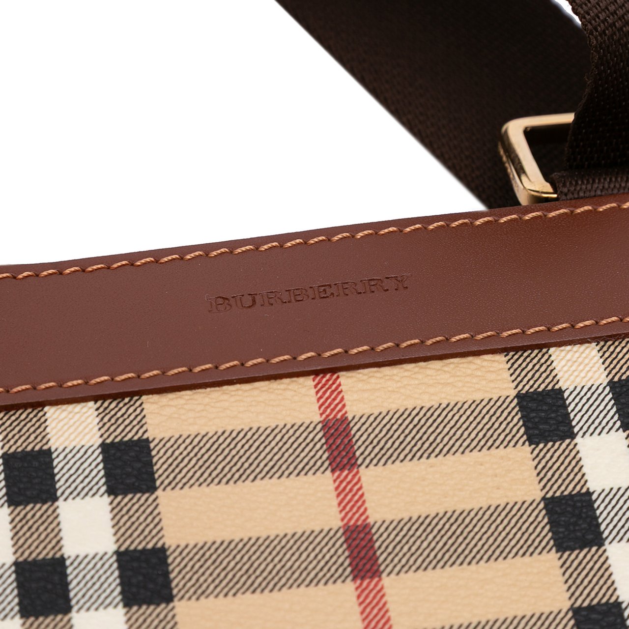 Burberry Haymarket Check Coated Canvas Crossbody Bruin