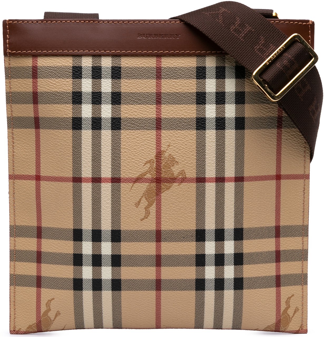 Burberry Haymarket Check Coated Canvas Crossbody Bruin