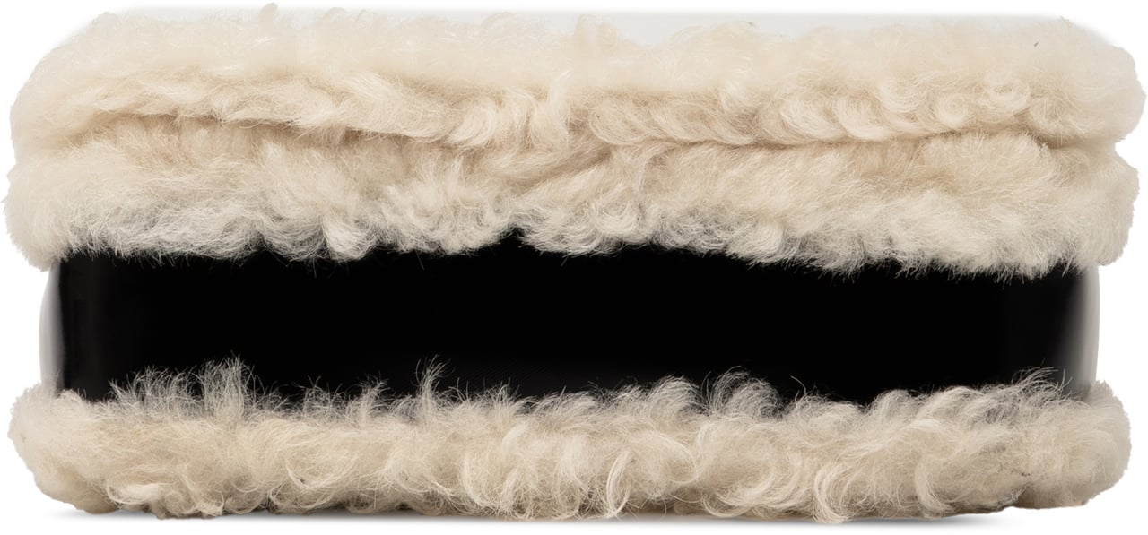 Burberry Small Shearling Trimmed Coated Canvas Lola Crossbody Zwart