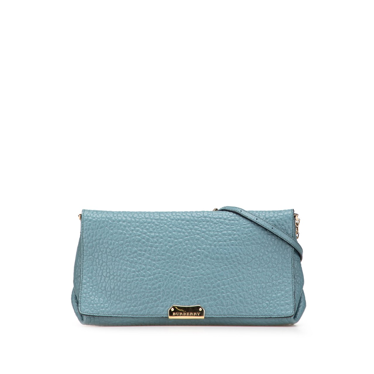 Burberry Medium Grained Calfskin Mildenhall Crossbody Blauw