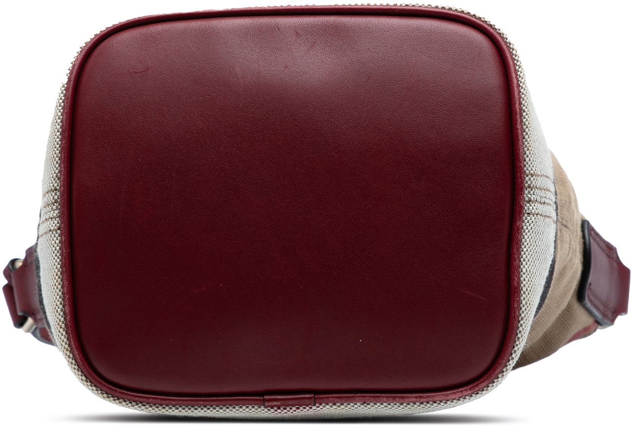 Burberry Mini Mega Check Canvas Ashby Tassel Bucket Bag Bruin