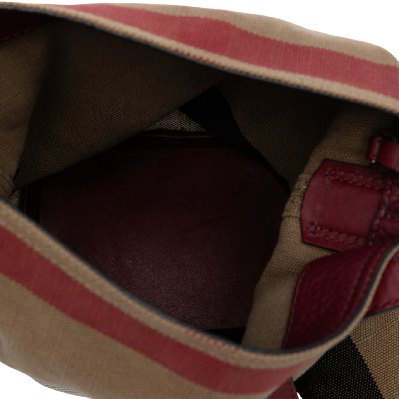 Burberry Mini Mega Check Canvas Ashby Tassel Bucket Bag Bruin