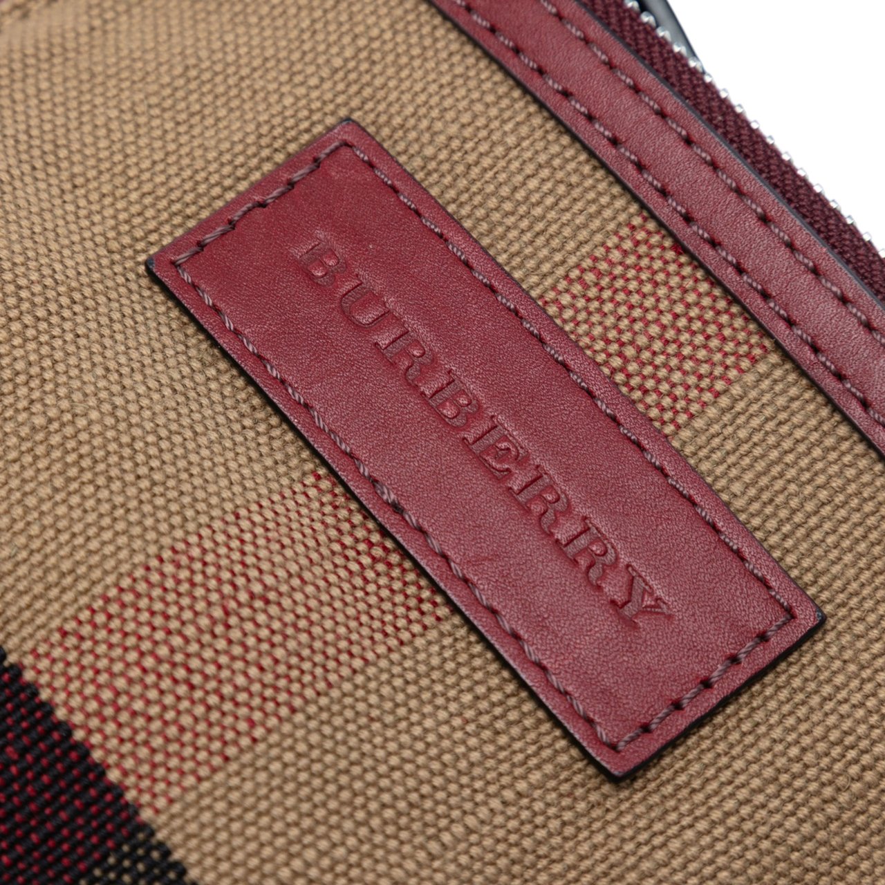 Burberry Mini Mega Check Canvas Ashby Tassel Bucket Bag Bruin