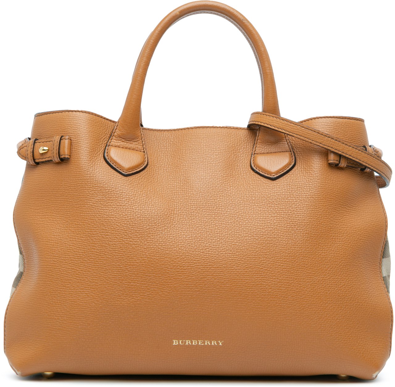 Burberry Medium Leather and House Check Banner Satchel Bruin