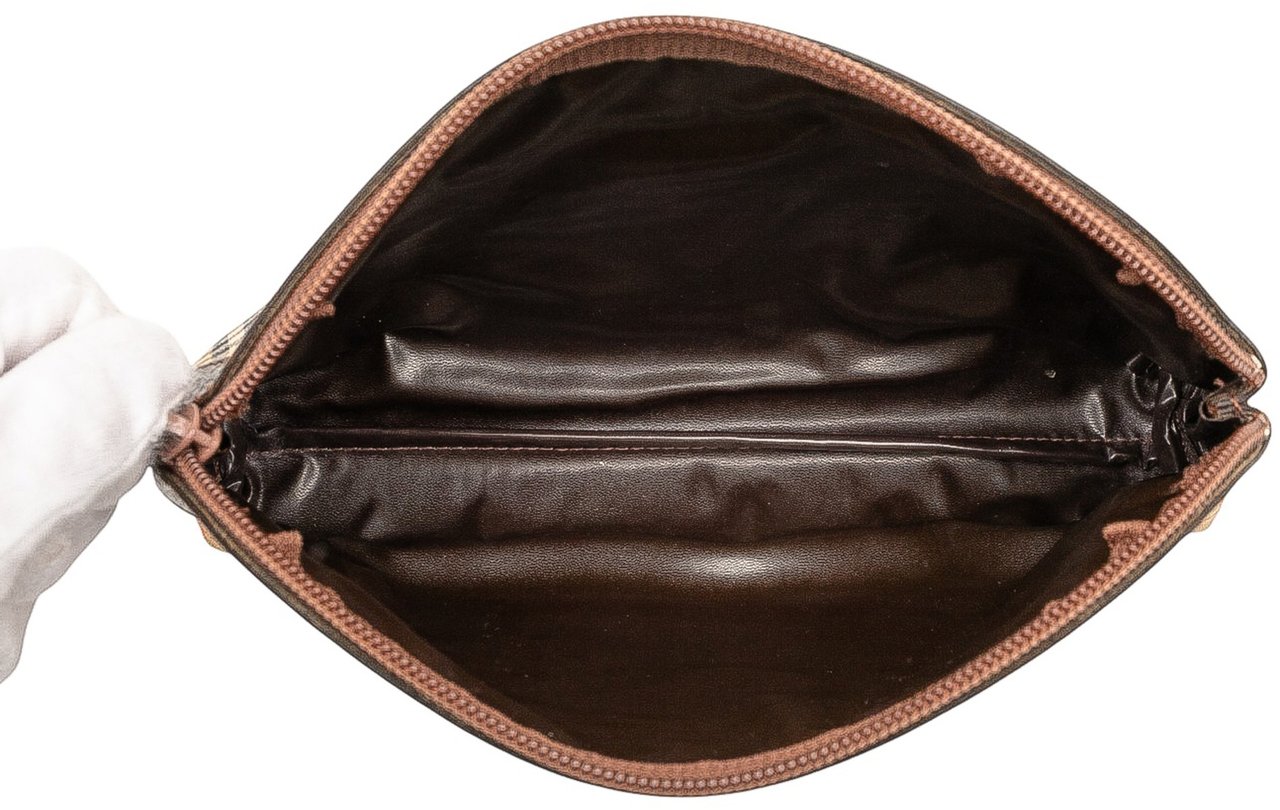 Burberry House Check Coated Canvas Pouch Bruin