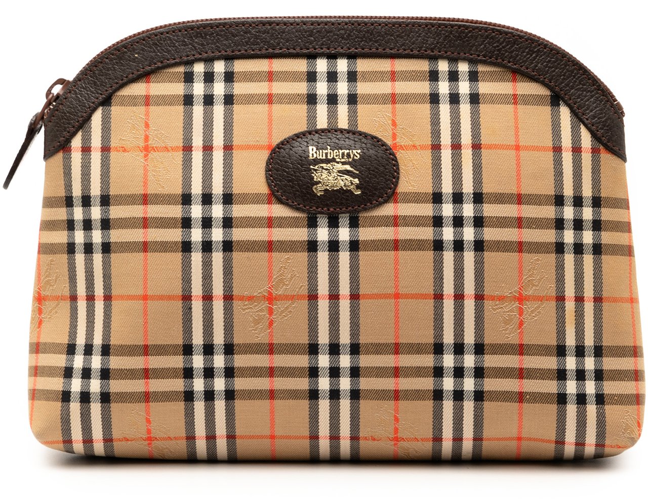 Burberry House Check Coated Canvas Pouch Bruin