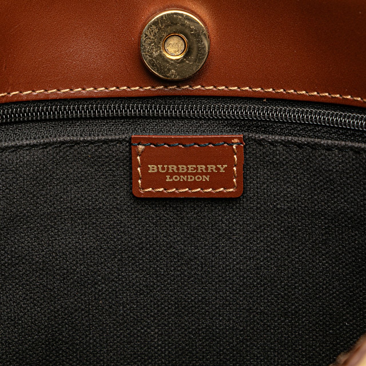 Burberry Haymarket Check Coated Canvas Tote Bruin