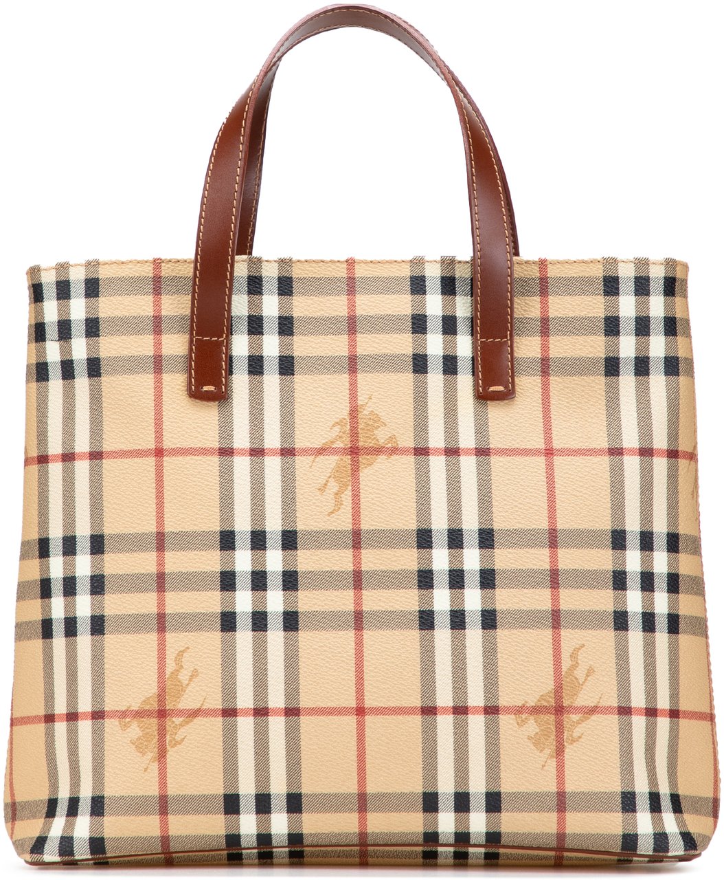 Burberry Haymarket Check Coated Canvas Tote Bruin