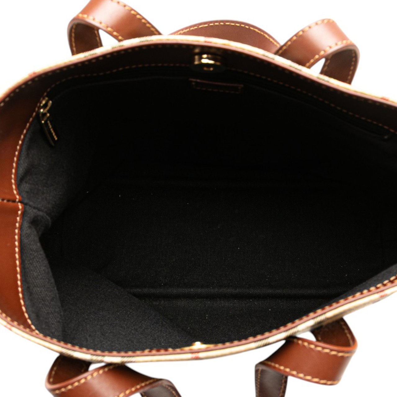 Burberry Haymarket Check Coated Canvas Tote Bruin