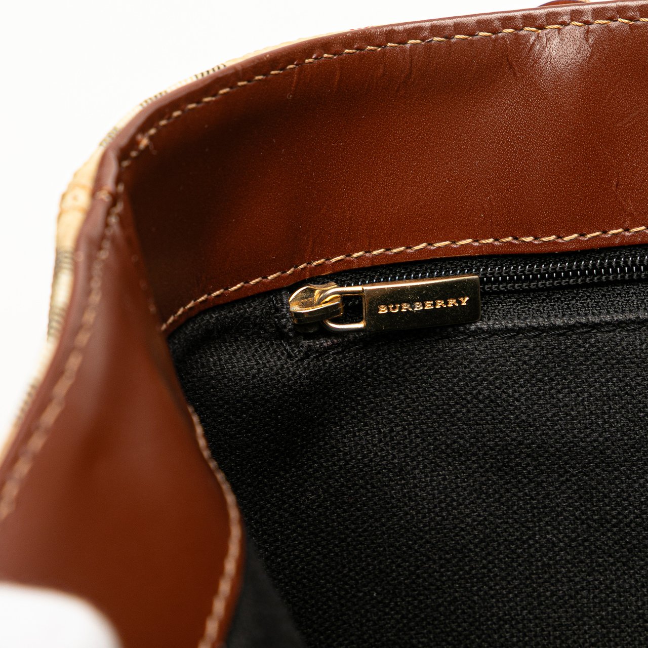 Burberry Haymarket Check Coated Canvas Tote Bruin