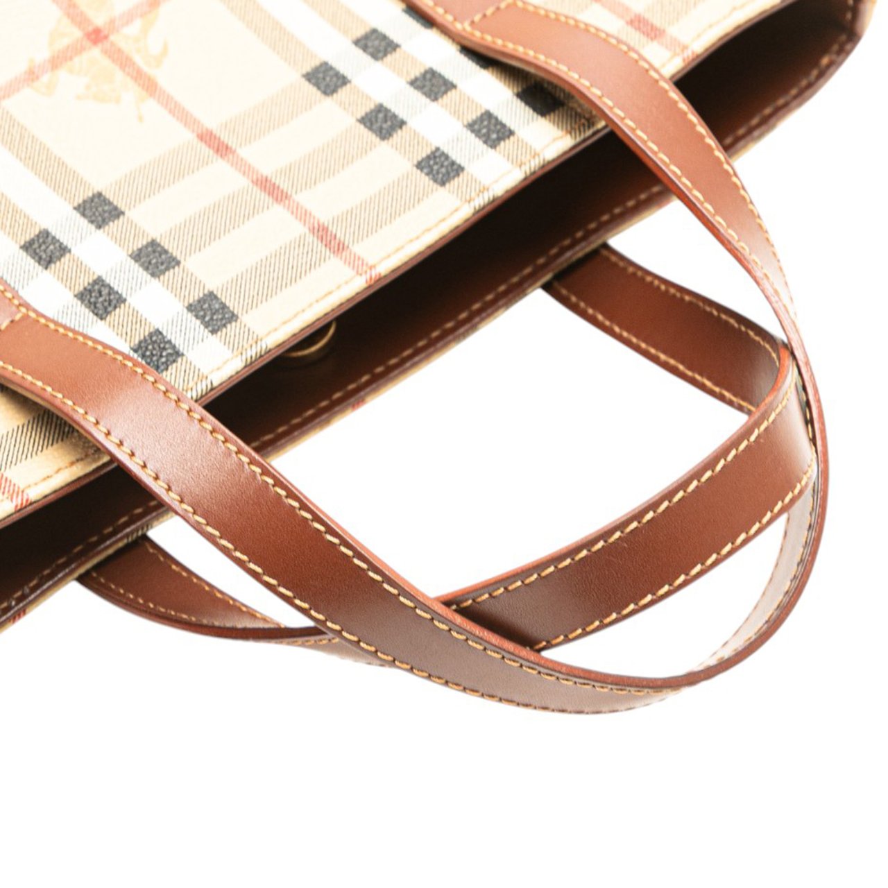 Burberry Haymarket Check Coated Canvas Tote Bruin