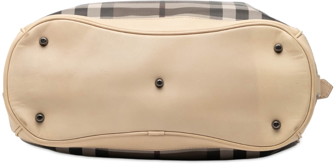 Burberry Medium Smoke Check Coated Canvas Walden Belted Hobo Bruin