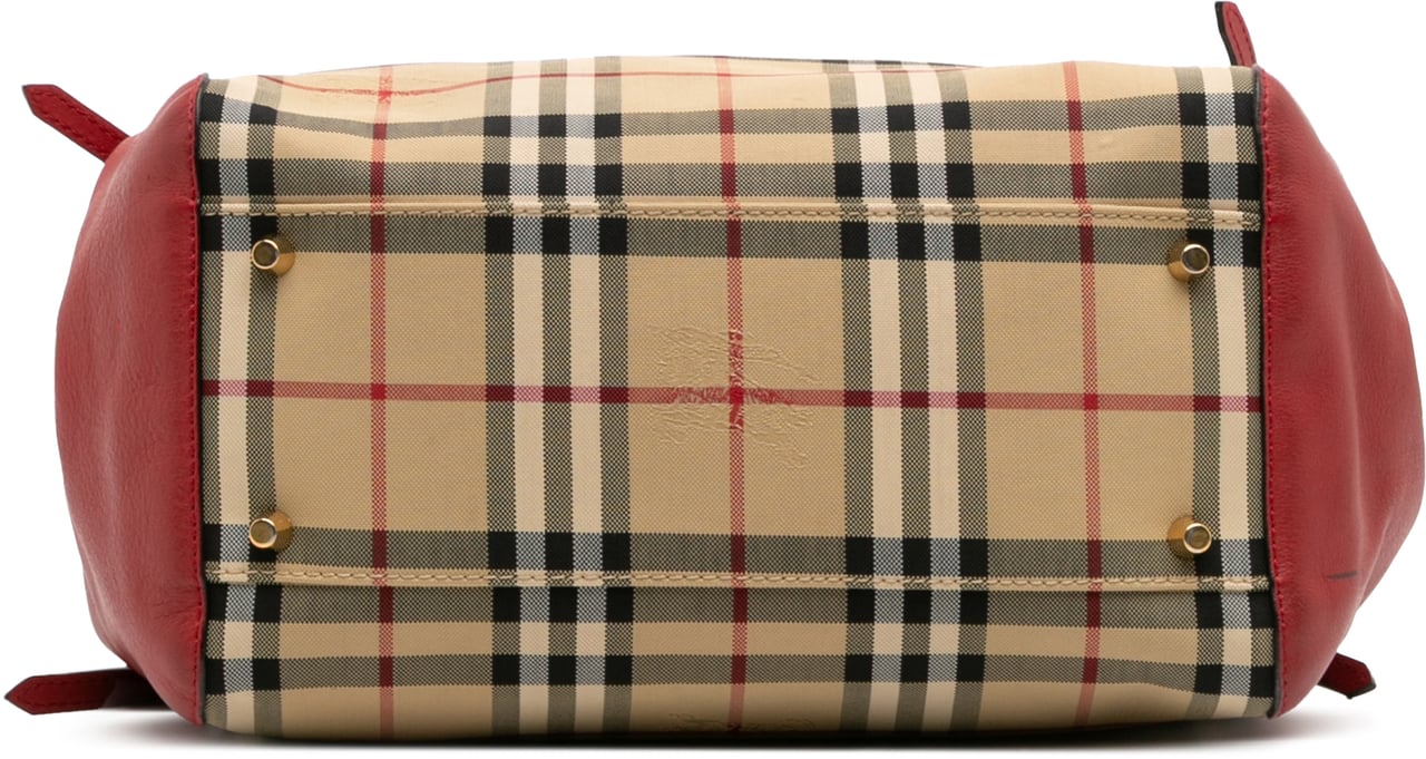 Burberry Small Haymarket Check Canvas and Leather Canterbury Tote Bruin