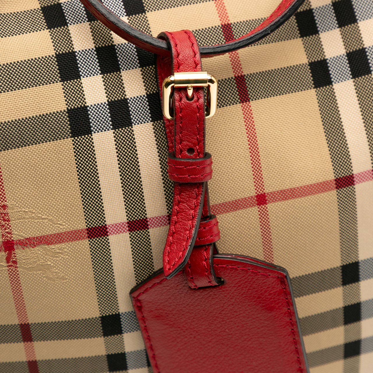 Burberry Small Haymarket Check Canvas and Leather Canterbury Tote Bruin