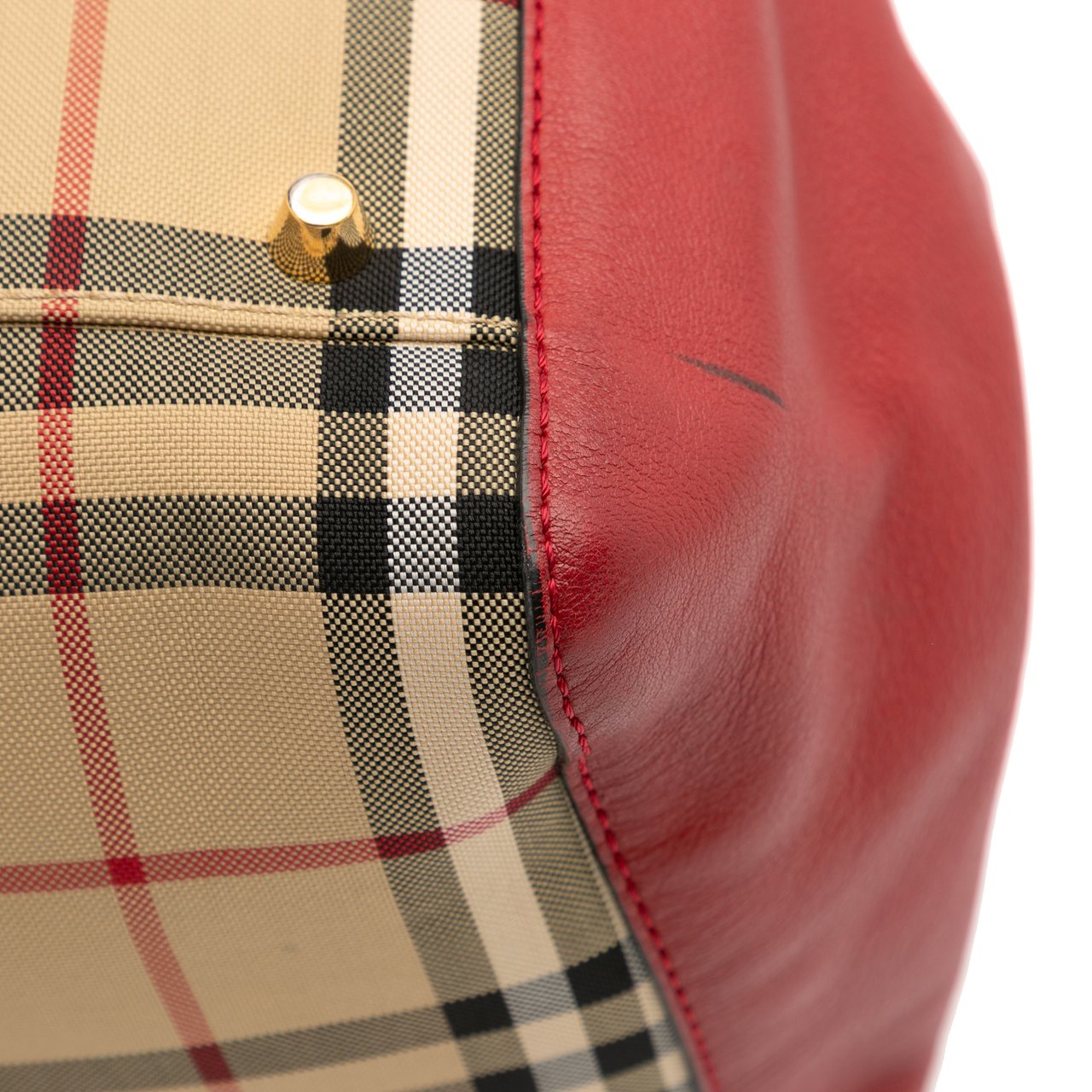 Burberry Small Haymarket Check Canvas and Leather Canterbury Tote Bruin