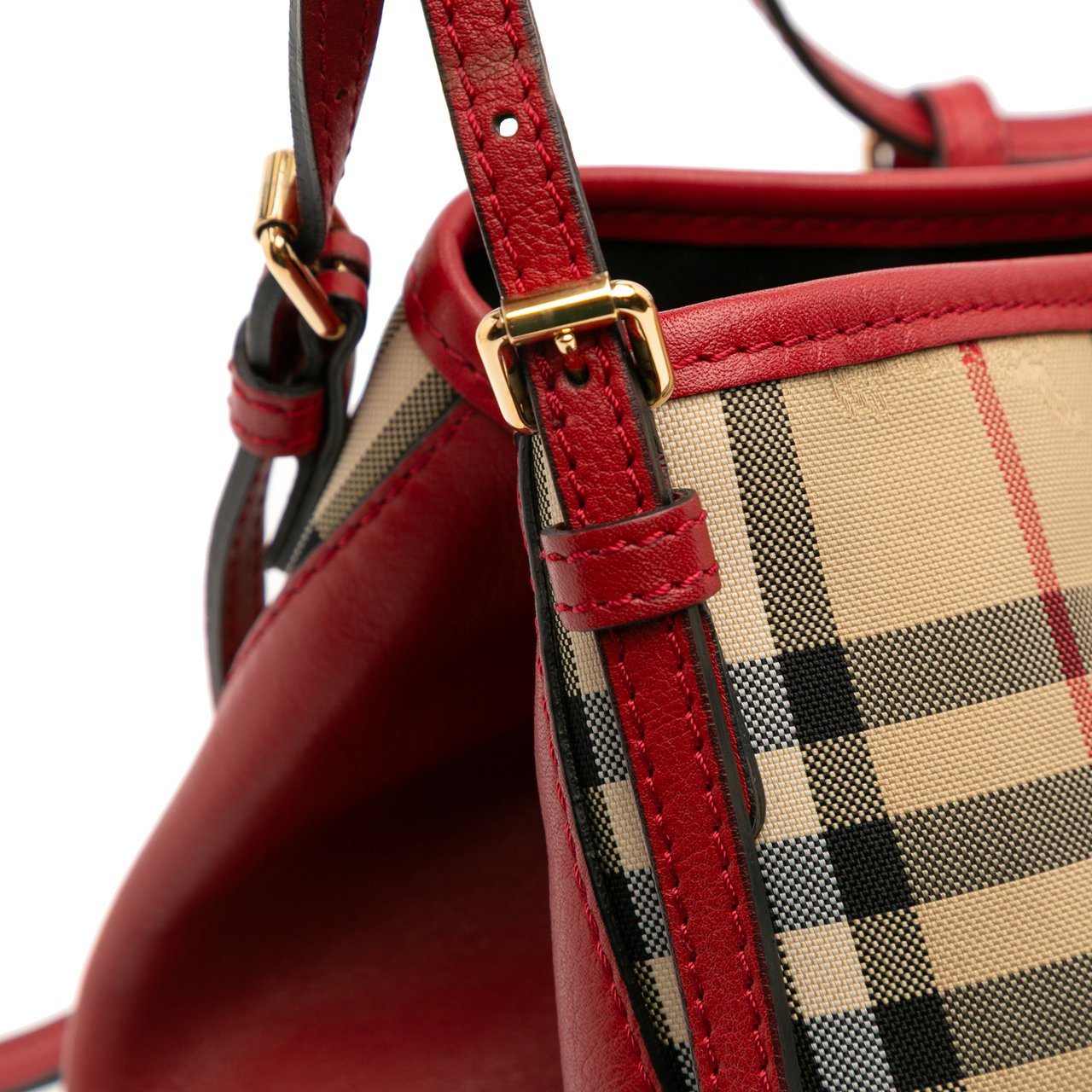 Burberry Small Haymarket Check Canvas and Leather Canterbury Tote Bruin