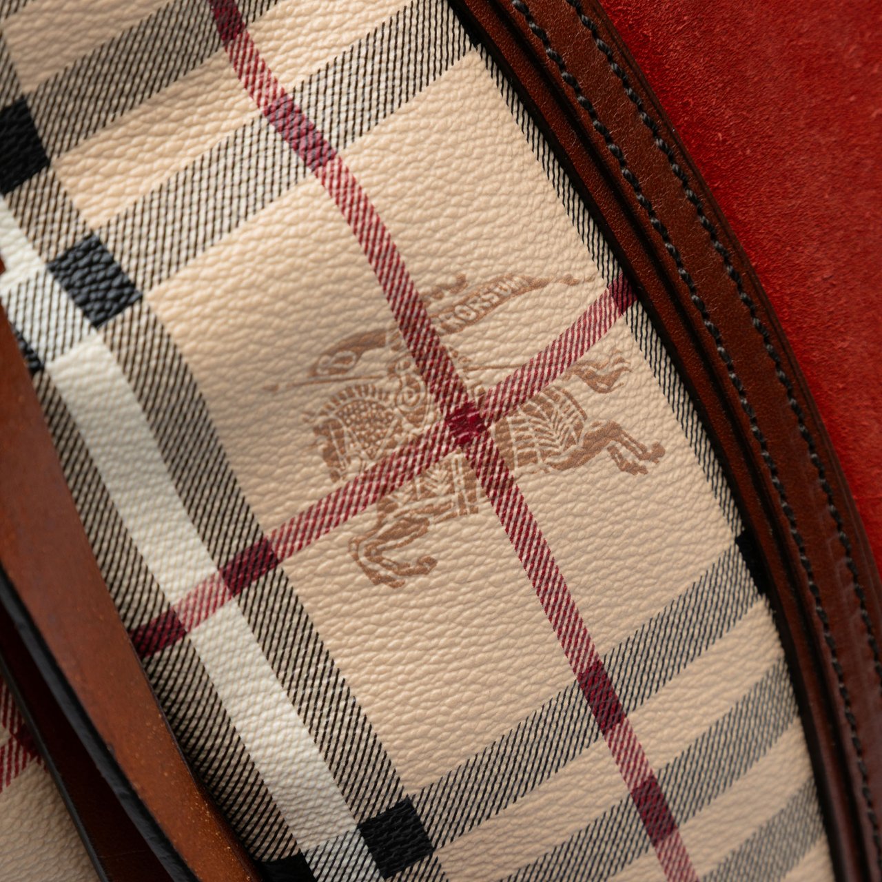 Burberry Small Suede Trimmed Haymarket Check Coated Canvas Canterbury Tote Bruin