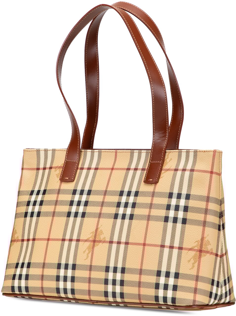 Burberry Haymarket Check Coated Canvas Tote Bruin