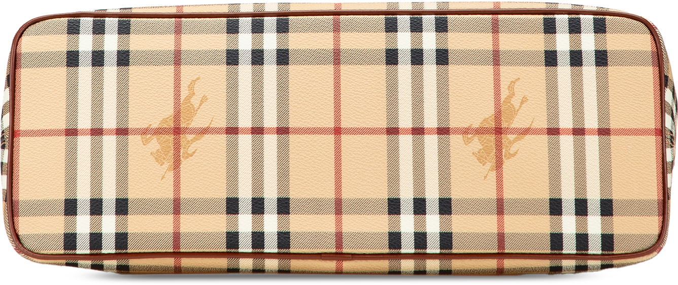 Burberry Haymarket Check Coated Canvas Tote Bruin