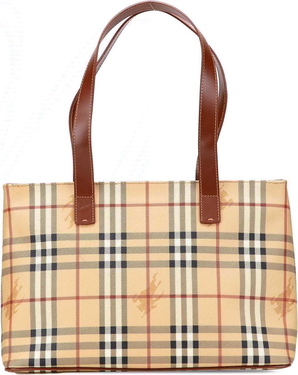 Burberry Haymarket Check Coated Canvas Tote Bruin