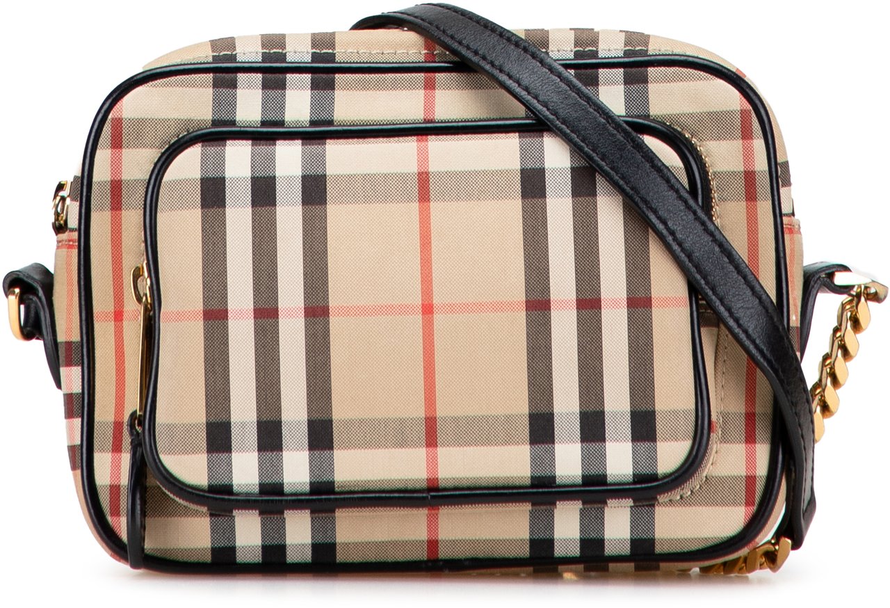 Burberry House Check Canvas Camera Bag Bruin