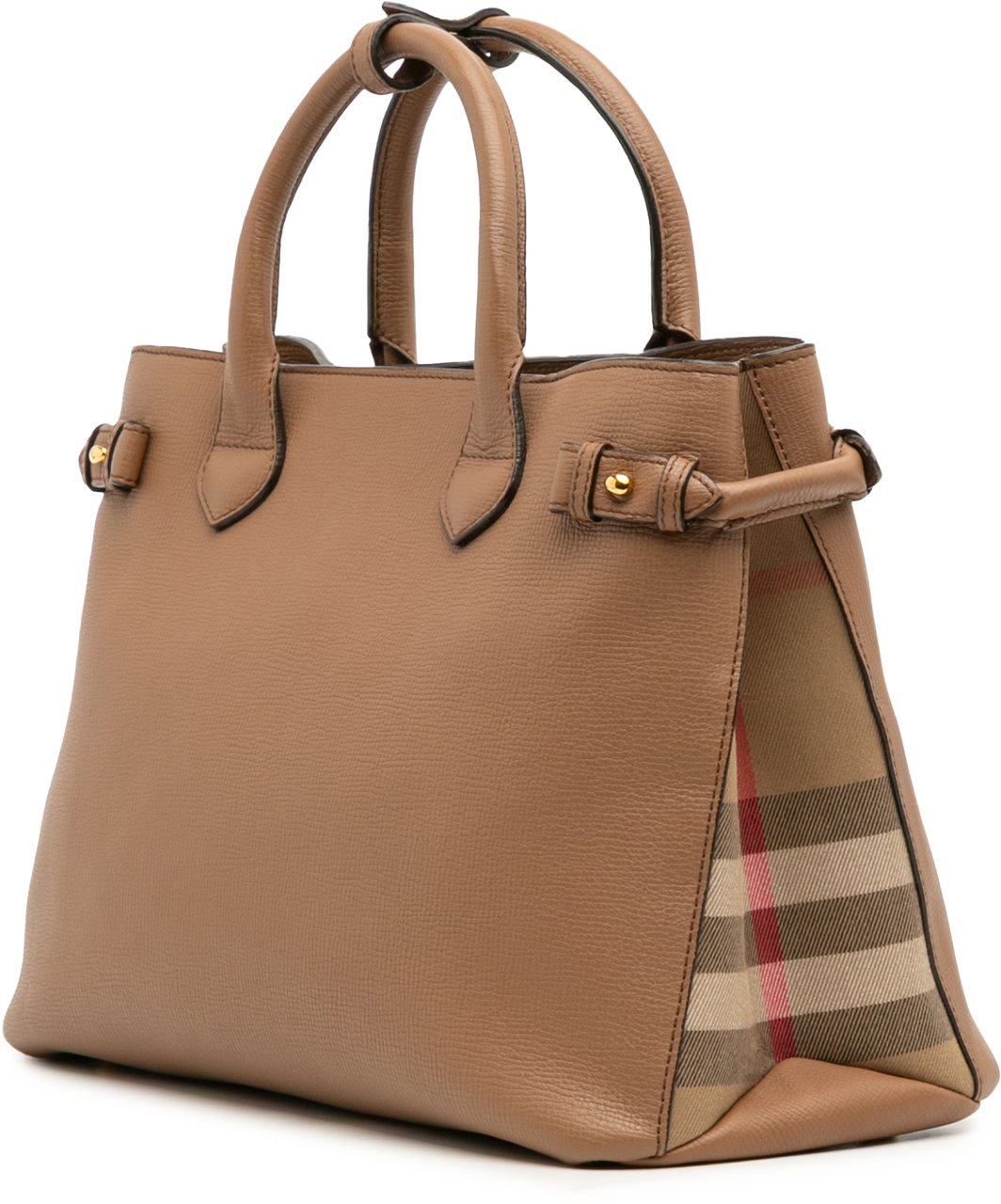 Burberry Medium Leather and House Check Banner Satchel Bruin