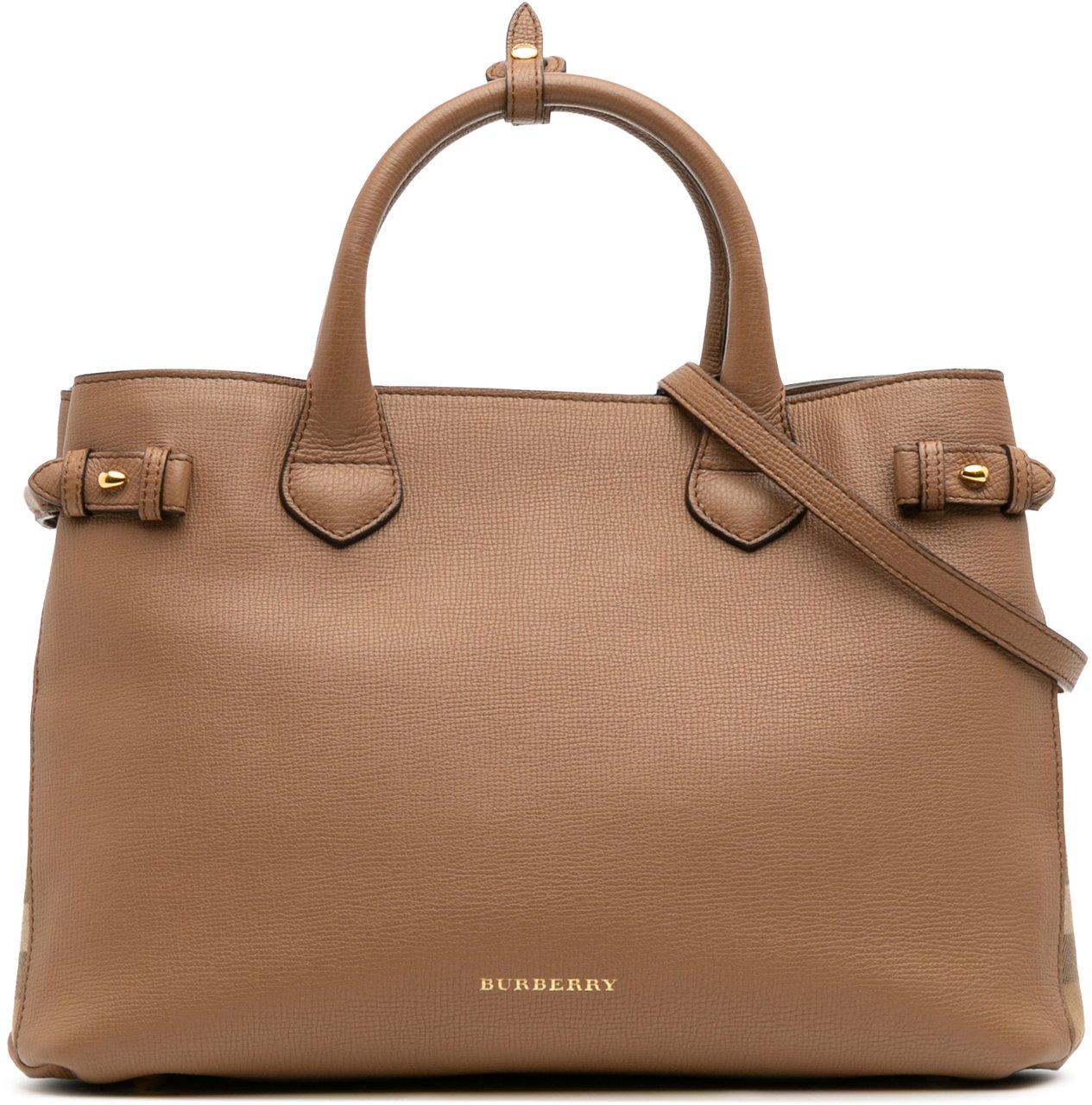 Burberry Medium Leather and House Check Banner Satchel Bruin