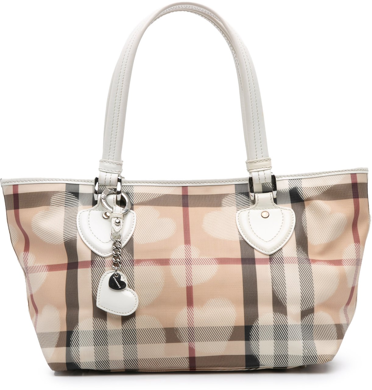 Burberry House Check Coated Canvas Hearts Gracie Tote Bruin