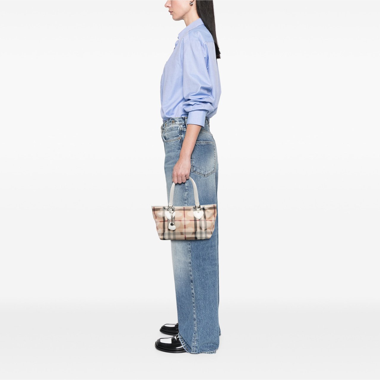 Burberry House Check Coated Canvas Hearts Gracie Tote Bruin
