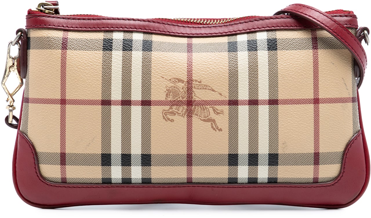 Burberry Haymarket Check Coated Canvas Peyton Crossbody Bruin