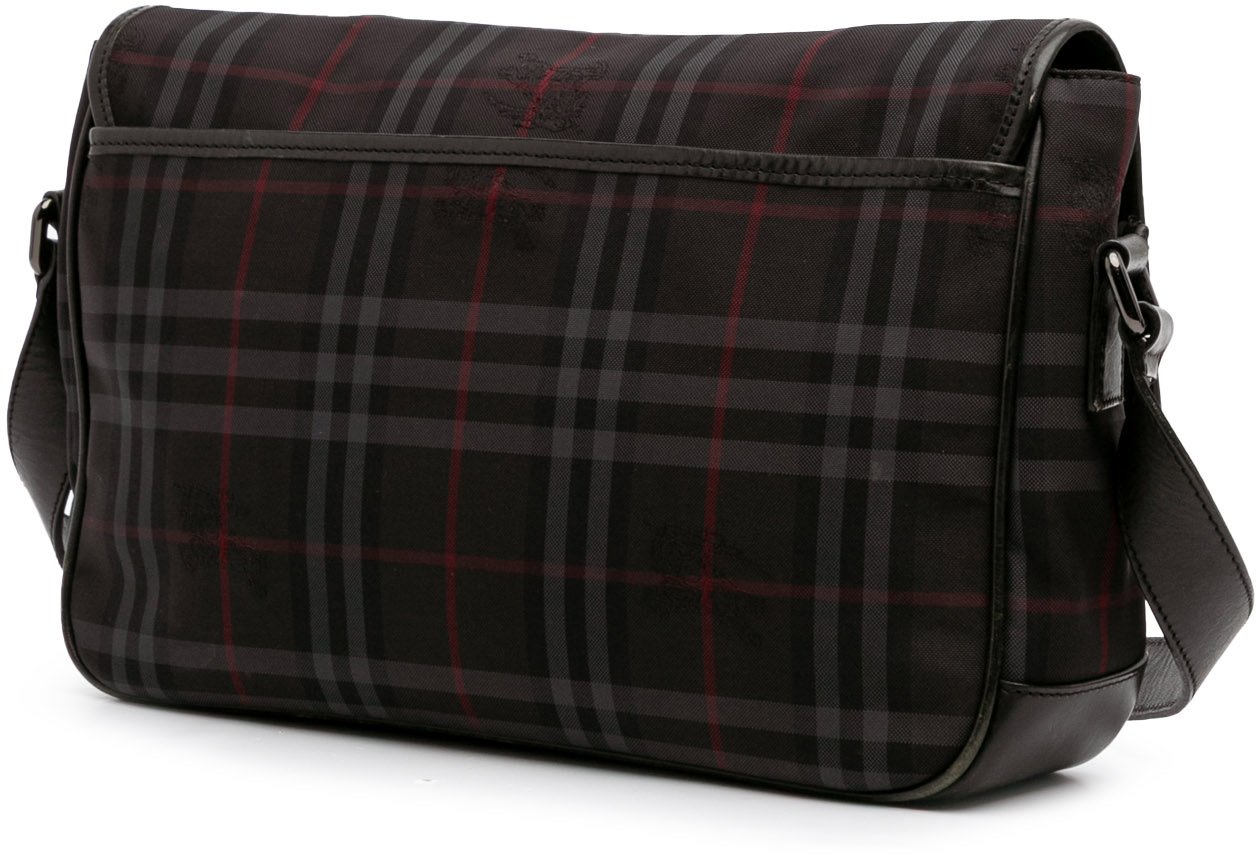 Burberry Smoke Check Nylon Messenger Bag Zwart