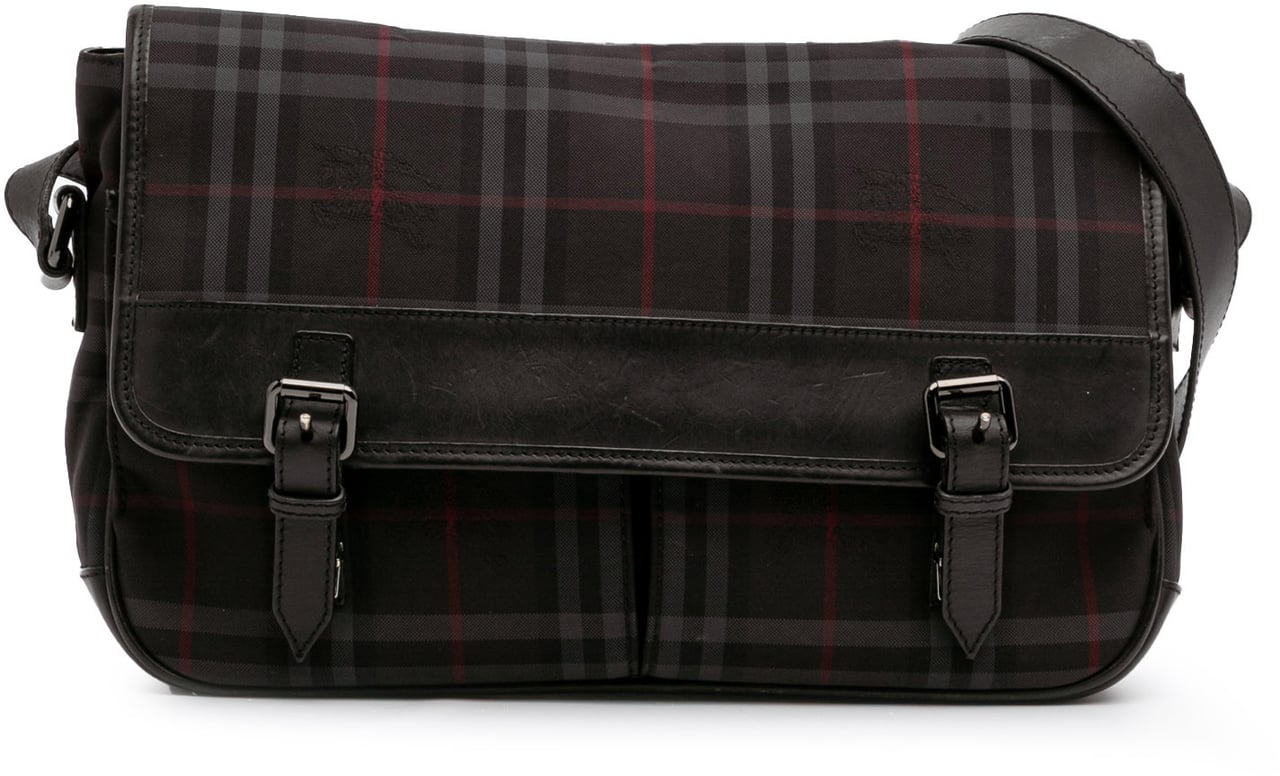 Burberry Smoke Check Nylon Messenger Bag Zwart