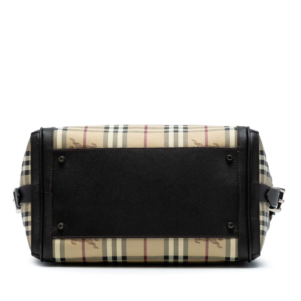 Burberry Haymarket Check Coated Canvas Top Handle Bag Bruin