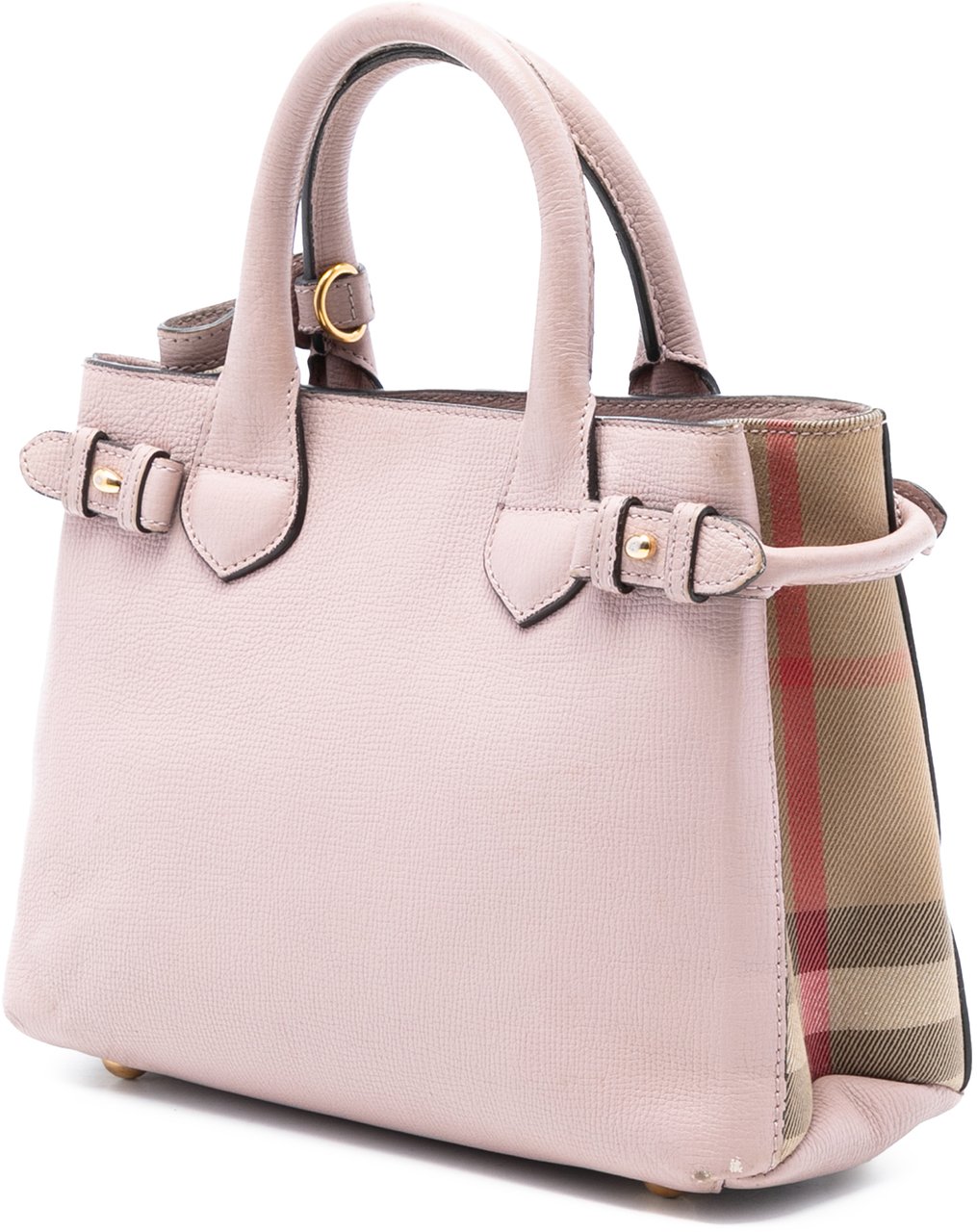 Burberry Small Leather and House Check Banner Satchel Roze