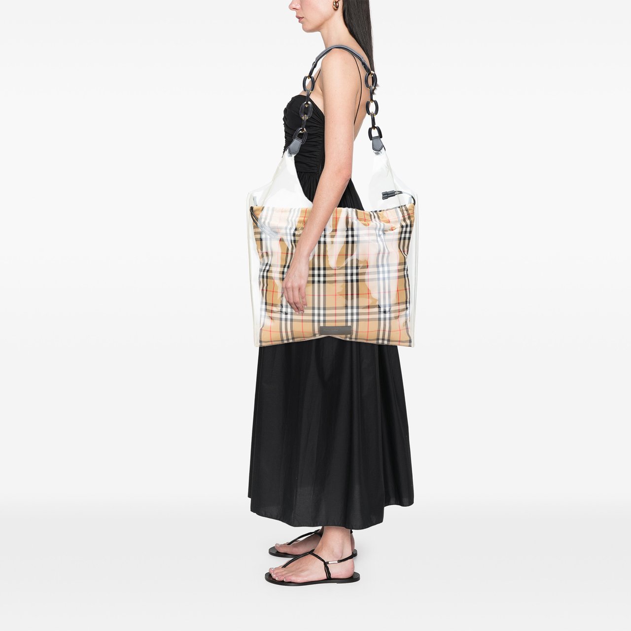Burberry PVC and House Check Canvas Shopper Tote Bruin