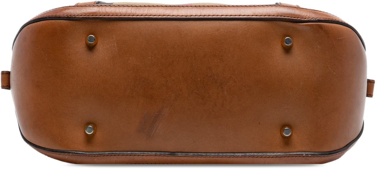 Burberry Small Leather Trimmed House Check Canvas Bridle Orchard Satchel Bruin