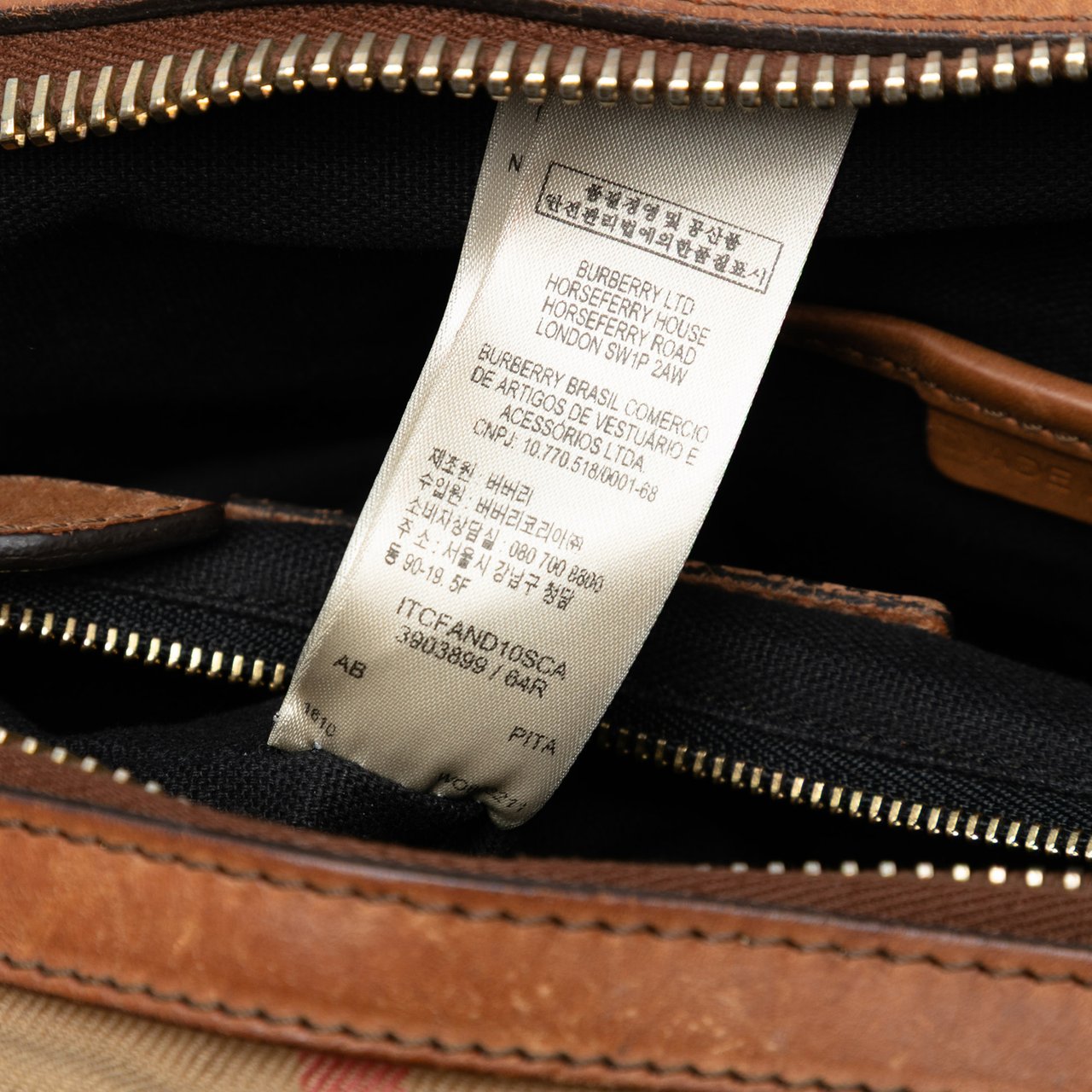 Burberry Small Leather Trimmed House Check Canvas Bridle Orchard Satchel Bruin