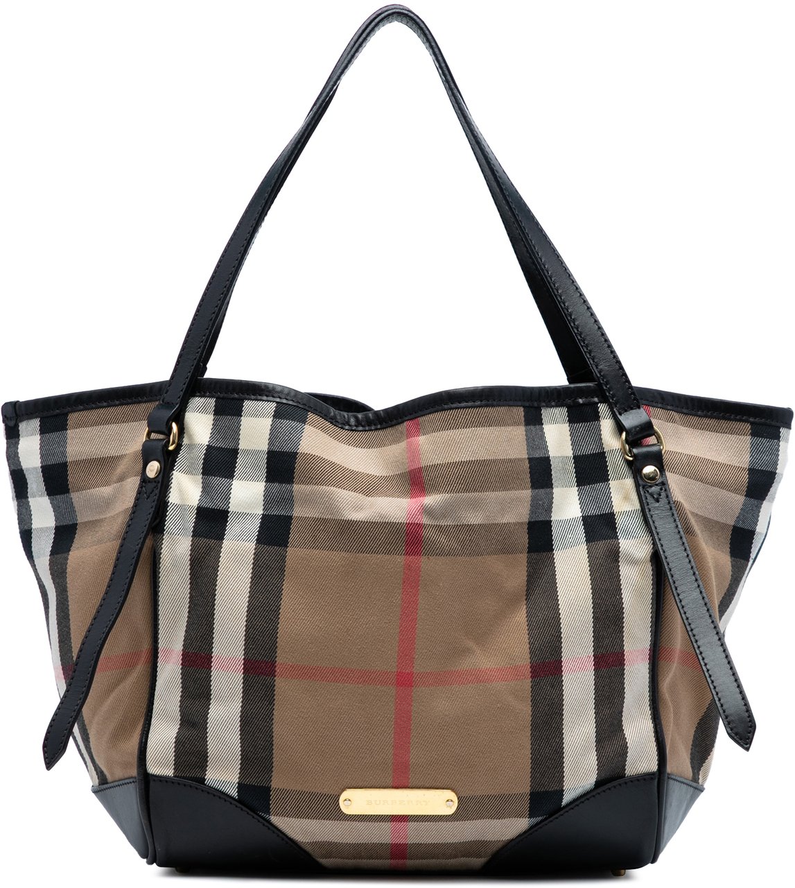 Burberry Small House Check Canvas Canterbury Tote Bruin