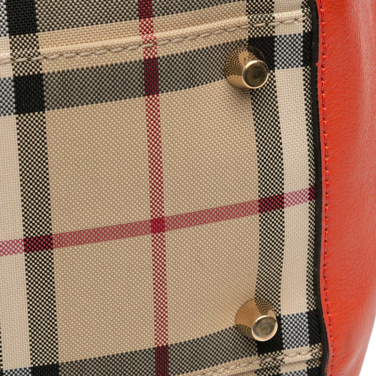 Burberry Small Haymarket Check Canvas and Leather Canterbury Tote Bruin